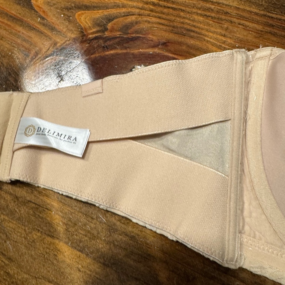 NEW Delimira Beige Strapless Bra Minimizer Bandeau Underwire Women’s Size 40F - Picture 9 of 10